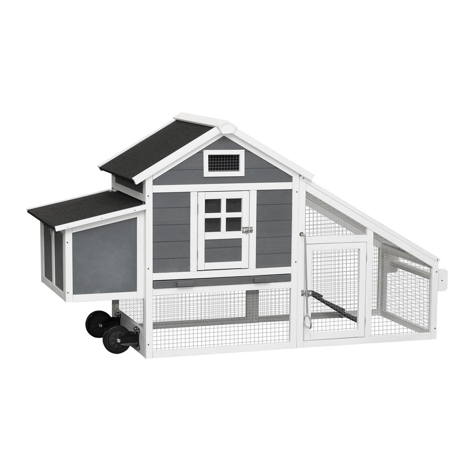 Pefilos 70" Wooden Rabbit Hutch, Large Outdoor Hen House, Bunny Hen Cage with Ventilation Door, Removable Ramp Garden Backyard Pet Poultry House Box, Gray Pefilos 70" Wooden Rabbit Hutch, Large Outdoor Hen House, Bunny Hen Cage with Ventilation Door, Removable Ramp Garden Backyard Pet Poultry House Box, Gray