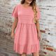thumbnail image 1 of mfyjkho Vestidos de verano para mujer, Vestido informal de manga corta con cuello redondo y estampado liso de talla grande para mujer. Vestidos de fiesta para mujer xxl, 1 of 7