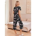 thumbnail image 3 of Ekouaer Women's Pajama Sets Short Sleeve Sleepwear Button Up 2 Piece Pj Loungewear Top and Capri Pants, 3 of 6