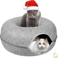 thumbnail image 2 of Light gray 20-inch doughnut-shaped cat cave, self-heating cat bed, tunnel and cat scratching board, suitable for multiple cats and large cats, indoor cats, washable and detachable small dog bed, 2 of 7