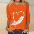 thumbnail image 2 of Dadaria Chemise Orange pour Femmes Manches 3/4 T-Shirt Col Rond Grande Taille Chandail d'Été m, 2 of 5