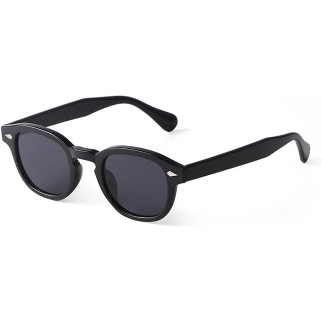 HCHES Transparent Blue Round Sunglasses Women Men Retro Rivet Small Sun Glasses UV400