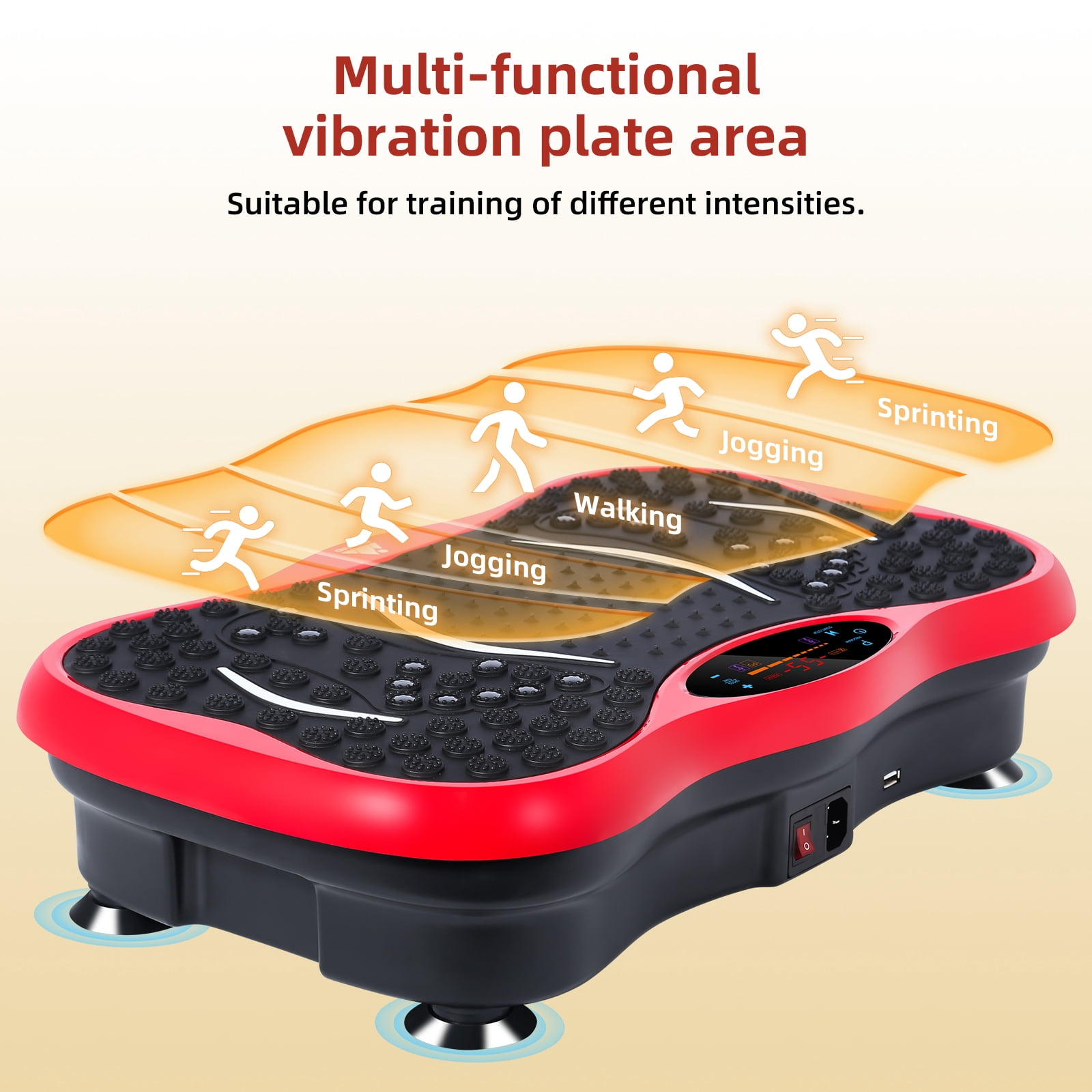 Vowella Vibration Plate Exercise Machine with 99 Speed Levels, Compact Home Fitness Platform for Weight Loss, Toning & Full Body Workout, 6 Workout Modes, Bluetooth & LCD Display, Holds 330 lbs, Red
