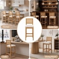 thumbnail image 4 of French Country Bar Stools Set of 2, Rattan Counter Height Stools, Linen Upholstered, Farmhouse Wooden Barstools with Cane Back, Beige Kitchen Island Chairs, Sillas para Barra de Cocina (Beige, 2 Pcs), 4 of 7
