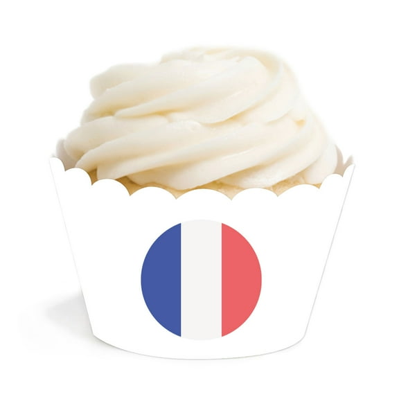 Global World Flag Party Collection, Round Cupcake Wrappers, France, 20-Pack