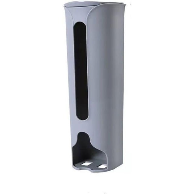 Plastic Bag Holder Wall Mount Trash Bag Dispenser Kitchen Grocery Bag Storage Organizer Sundries Container with Lid(L,grey), Large, Gray, AM17CD0G58MUS