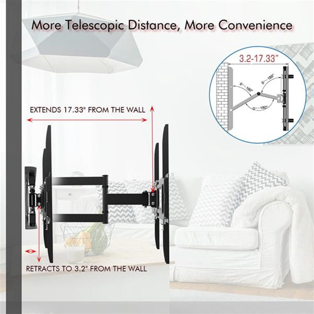 TV Wall Mount, TV Mounts Swivel and Tilt Full Motion for Most 32-60 Inch Flat Screen Curved TVs with Articulating Arm, Wall Mount TV Bracket up to VESA 400x400mm & 77lbs