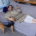thumbnail image 3 of Wearable Oversized Blanket,Black Geometric Diamond Pattern Wearable Blanket Hoodie for Adults,Cozy Hooded Blankets with Super Pockets,Super Warm Fuzzy Pullover for Women & Men, 3 of 6