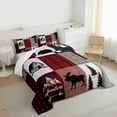 thumbnail image 3 of Manfei Woodland Moose Deer Queen Comforter Set, Red Gray Black Checkered Bedding Sets, Vintage Lodge Cabin Bedding Comforter Set, Lightweight Room Decor, 3 of 8