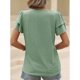 thumbnail image 2 of Blusa de moda de primavera y verano para mujer, informal, de manga corta, con cuello en V, doble volantes, 2 of 7