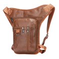 thumbnail image 4 of Bolsa cartuchera para motocicleta con cierre de cremallera y diseño de múltiples bolsillos, bolsa para pierna de cuero PU Marrón, 4 of 8