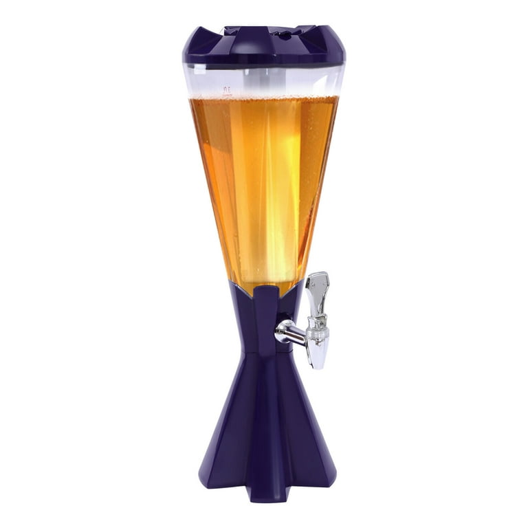 Miumaeov 3L Beer Tower Beverage Dispenser with LED Colorful Shining Lights  and Ice Tube, Keep Beverages Ice Cold, Clear Fashionable Drink Dispenser  for Home/Bar/Party/Gameday (Gold) 