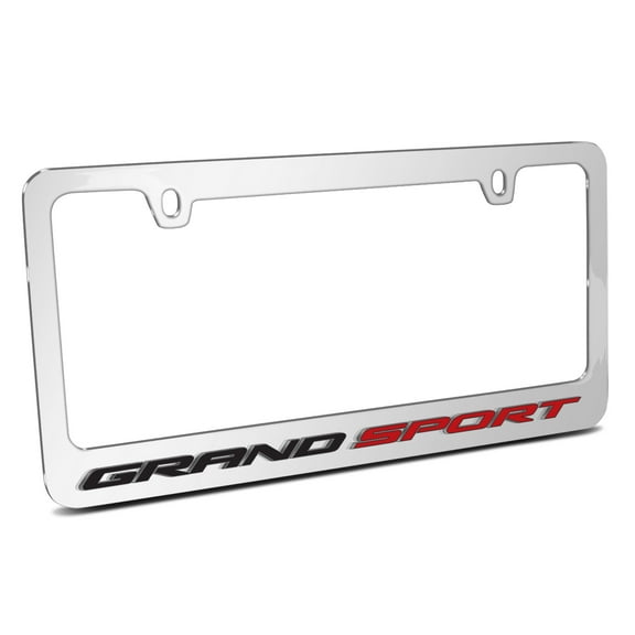 Chevrolet Corvette C7 Grand Sport 3D Embossed Letters on Mirror Chrome Metal License Plate Frame