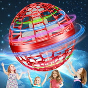 Flying Toys Flying Ball Orb Hover Ball for Kids Adults Magic Flying Orb with LED Light 360°Rotating Indoor Hot Toys for Christmas(red)