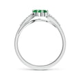 thumbnail image 2 of Angara Natural 0.38 Ct. Emerald with Diamond Side Stone Ring in 14K White Gold for Women (Ring Size: 3.5), 2 of 8