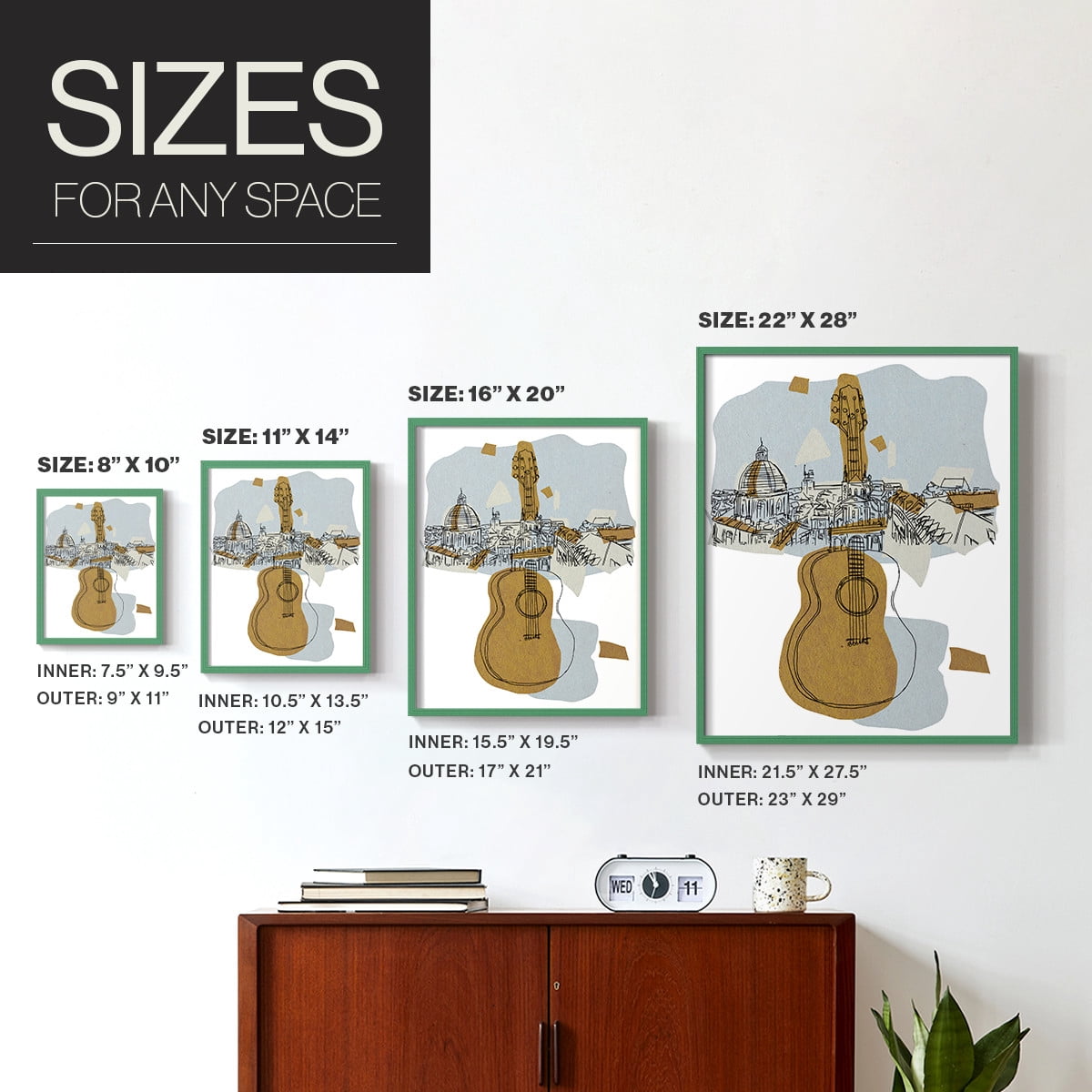 Rehearsal III Framed Print in Green Solid Wood Framed Print No Nail Hanging