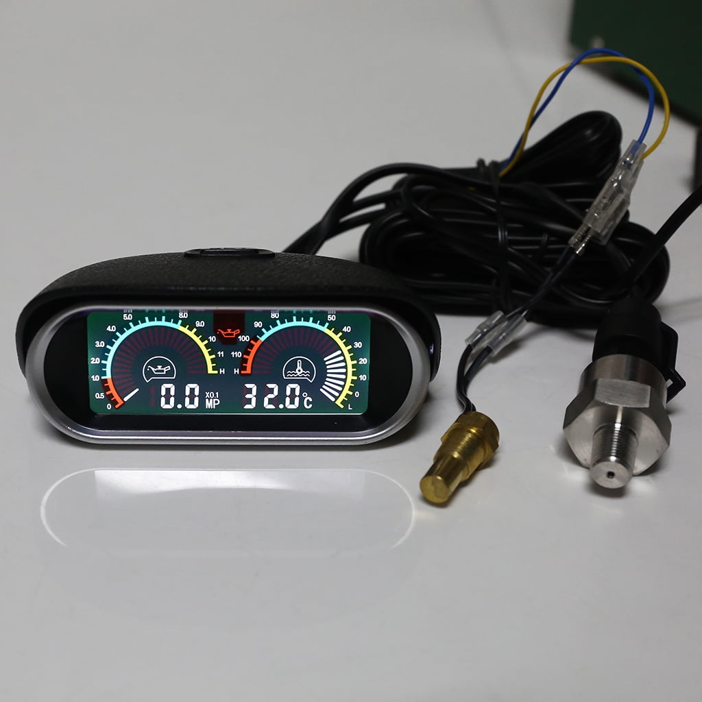lanema Universal 3 in 1 Digital Truck Car gauge Water Temp Gauge Oil Pressure Meter Voltmeter 10mm 1/8 NPT Oil Press Sensor 12V