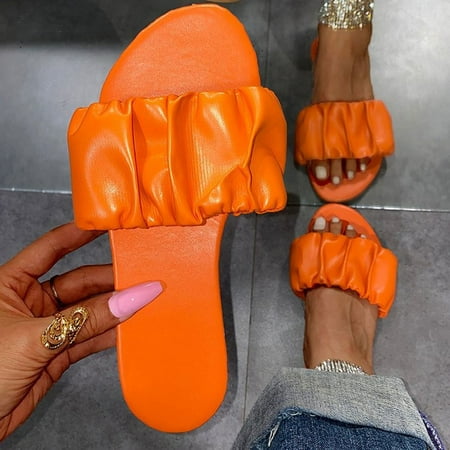 

Women s Summer Slip-On Flat Beach Slippers Open Toe Breathable Sandals Shoes