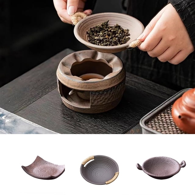 Small Porcelain Stove Tea Roasting Stove Set with Candle Warmer Ceramic Saucer and Aroma Enhancer for Tea Ceremony(1Pcs) Rkxzt