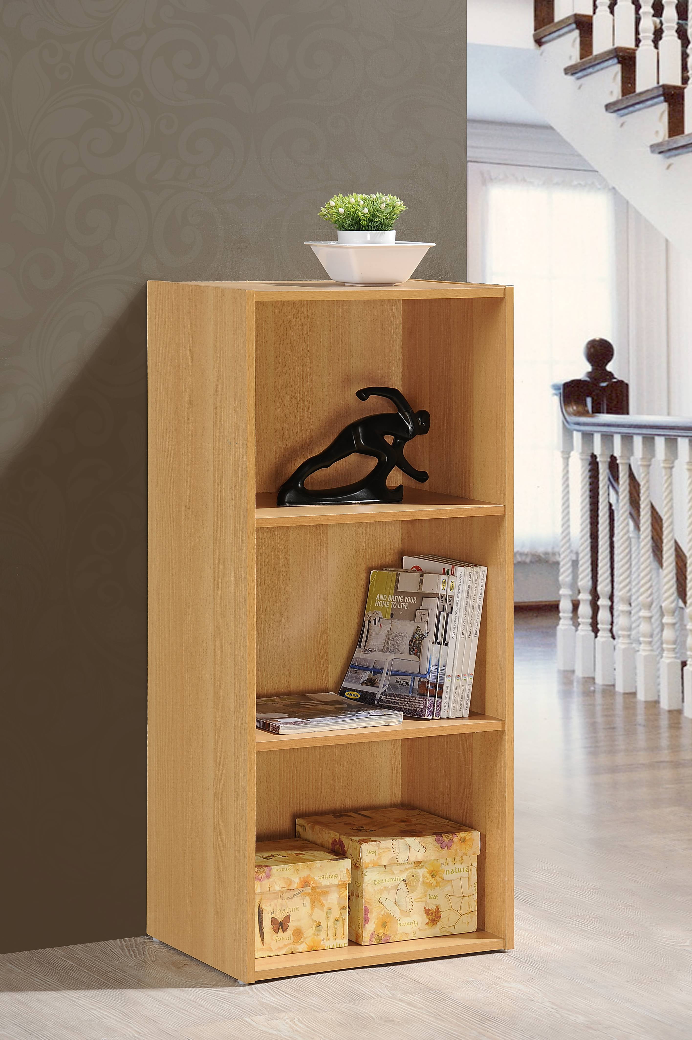 Hodedah 3-Shelf Bookcase in Beech