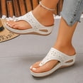 thumbnail image 5 of Dakaela Orthopedic Sandals for Women 2026 Wide Width Summer Slip on Beach Flip Flops Arch Support Dressy Casual Wedge Walking Shoes Size 6-10 White, 5 of 9