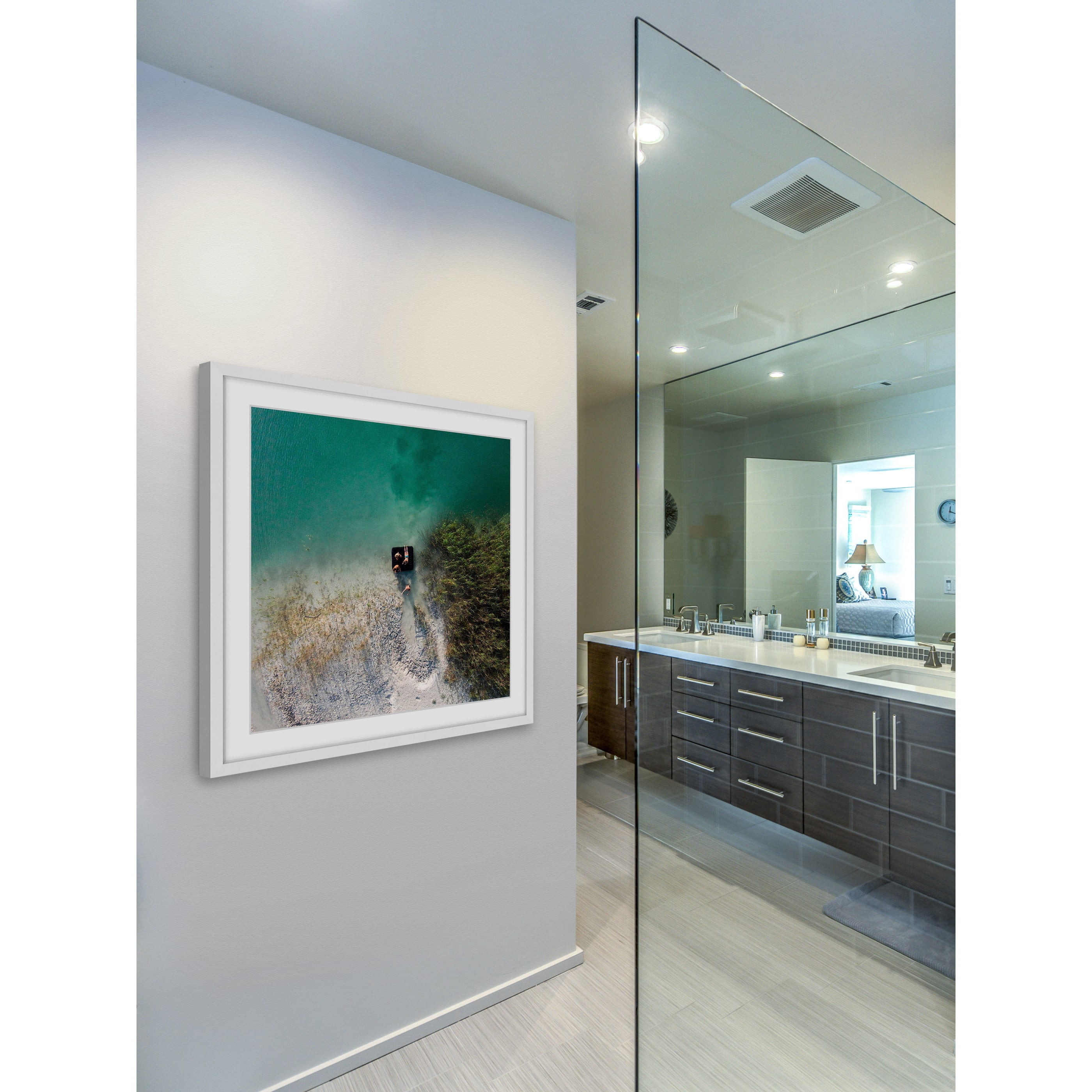 "Aqua Lake Chill" Framed Painting Art Print, 32.0" x 1.5"