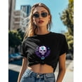thumbnail image 4 of T Shirts for Women Short Sleeve Cotton Crewneck T-Shirt, Cool Skeleton Starry Sky Planet Tee Tops Casual Basic T-Shirts, XS-5XL Black XS, 4 of 7
