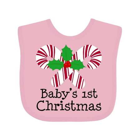 

Inktastic Baby s 1st Christmas Candy Canes Boys or Girls Baby Bib