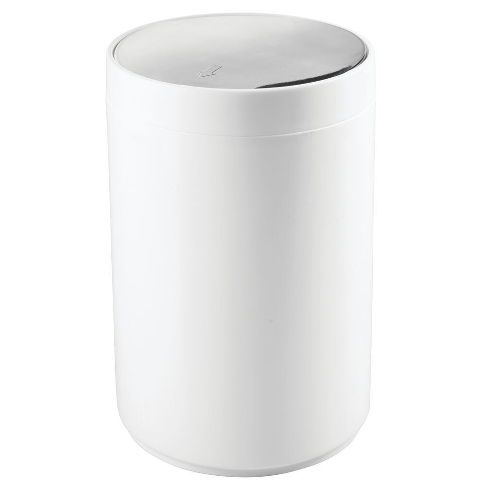 mDesign Plastic Small Round Trash Can Wastebasket, Swing Lid Walmart