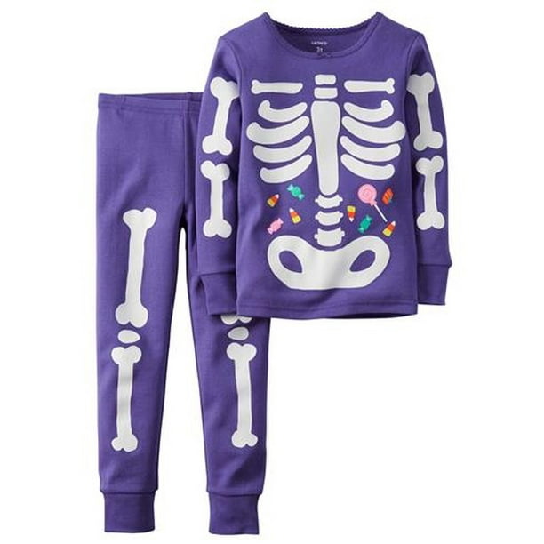 Carter S Carters Girls 12 24 Months Skeleton Pajama Set Purple 12 Months Walmart Com Walmart Com