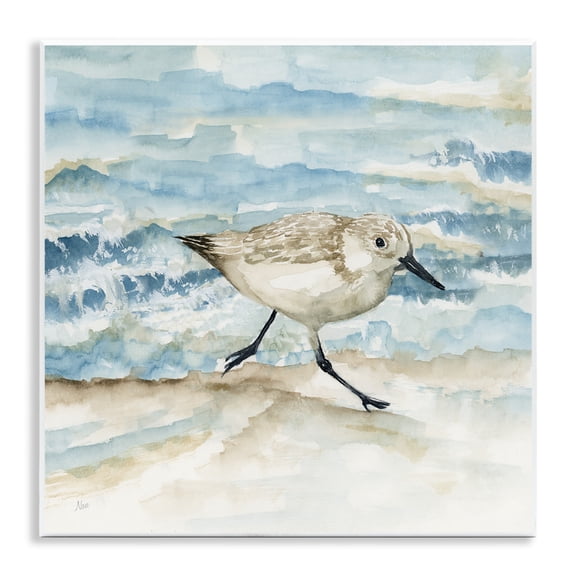 Stupell Industries Sandpiper Striding Shore Animals Painting Unframed Art Print Wall Art, 12 x 12