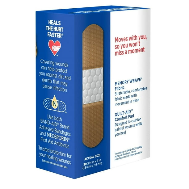 Band-Aid Brand Flexible Fabric Adhesive Bandages for Wound Care and First  Aid, All One Size, 30 ct 