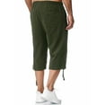 thumbnail image 4 of DYMADE Mens Cotton Linen Pockets Elastic Waist Calf-Length Cropped Pants, 4 of 5
