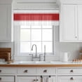 thumbnail image 3 of Red Solid Color Texture Valance Curtains for Kitchen/Living Room/Bathroom/Bedroom Window, Rod Pocket Small Topper Half Short Window Curtains Voile Sheer Scarf, Simple Red Stripes 54"x18", 3 of 8