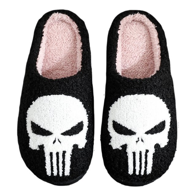 Pantuflas Con Punta Cerrada Esqueleto Halloween Felpa Antideslizantes para Hombres Y Mujeres