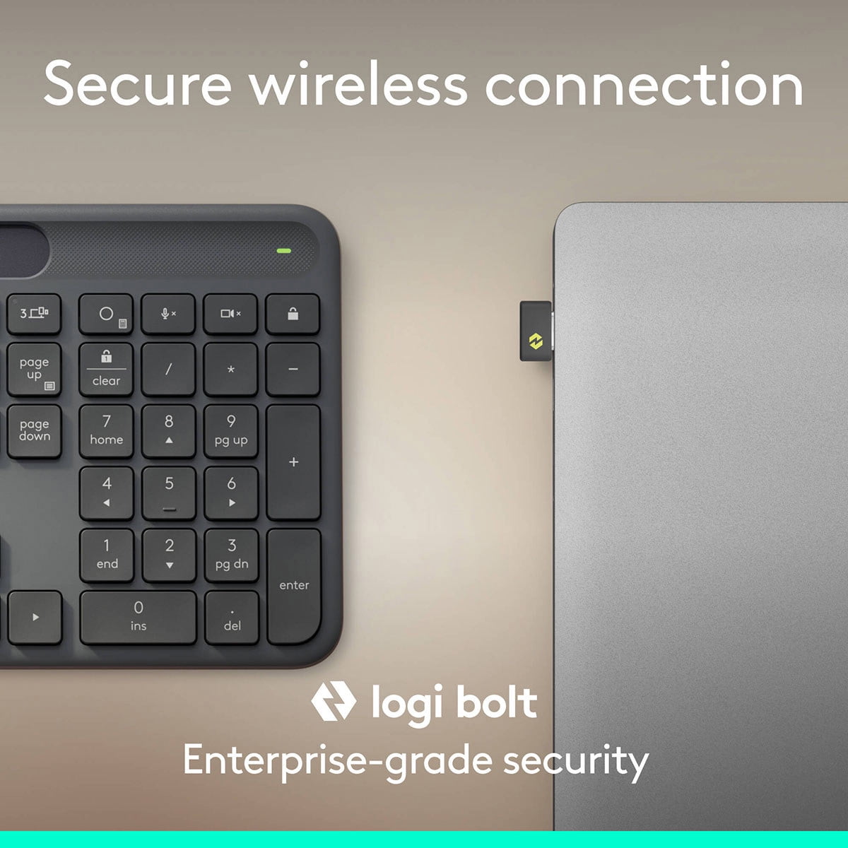 Logitech Signature Slim Solar+ K980 for Business, Wireless Keyboard, Quiet Typing, Secure Receiver, Bluetooth, Windows, Mac - Graphite - Wireless Connectivity - Bluetooth/RF - 5.1 - 32.81 ft - 2.40...