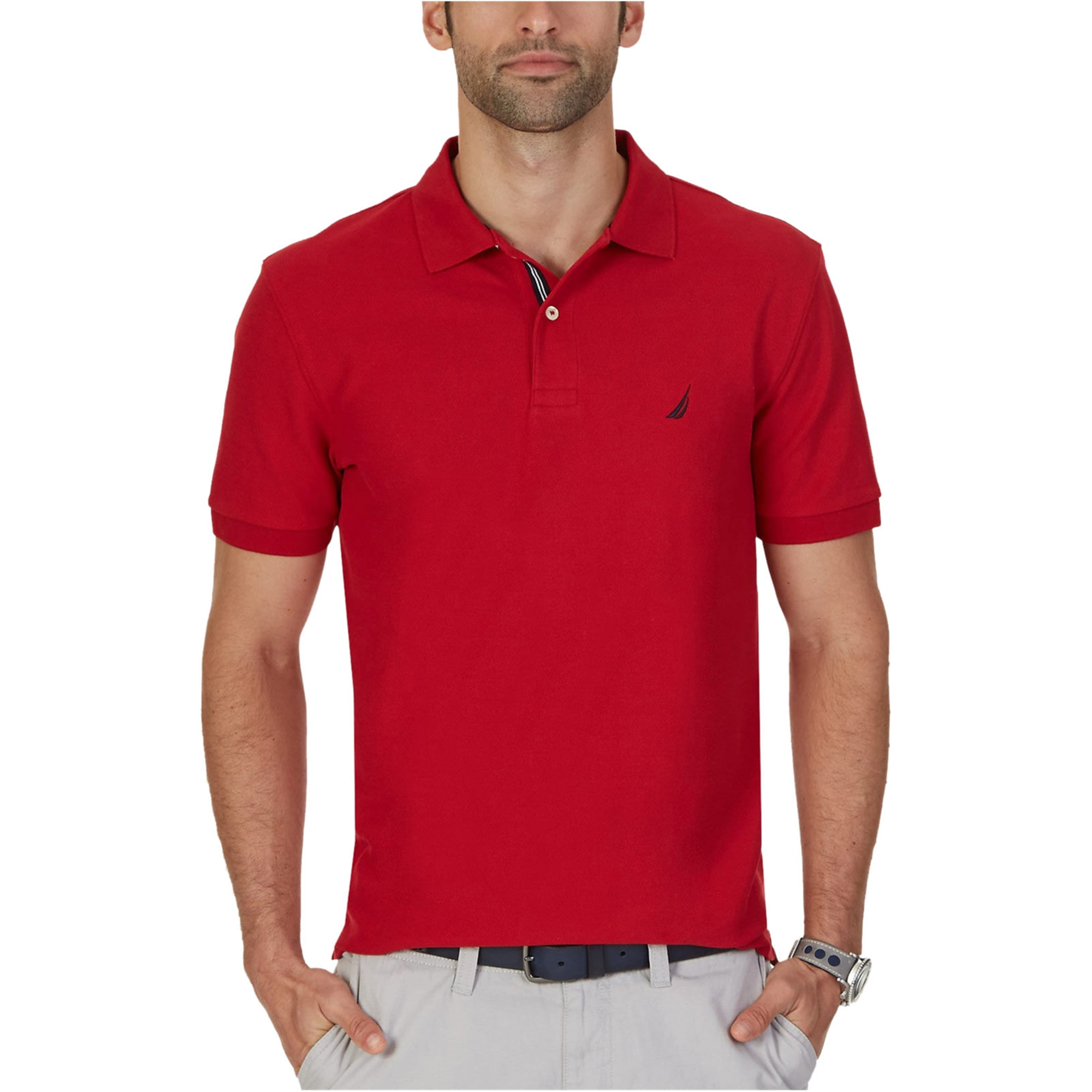 Nautica - nautica men's big & tall solid deck polo shirt, nautica red ...