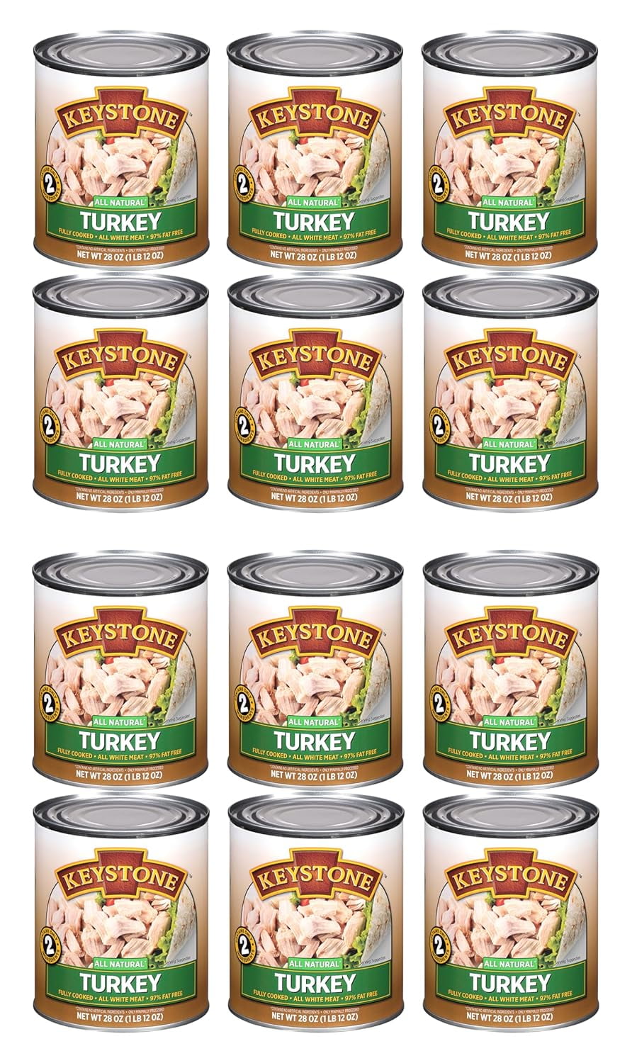 (Pack of 48 Cans) Keystone All Natural 28 Oz| Ground Beef Pack of 12 | Chicken Pack of 12 | Pork Pack of 12 | Turkey Pack of 12 | Fully Cooked Ready to Eat |Long Shelf Life Emergency Survival Food