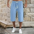 thumbnail image 2 of BKQCNKM Mens Shorts Men's Pants Men Baggy Wide Leg Pants Hanging Crotch Bloomers Calf Length Mid Rise Pockets Trousers Running Shorts For Men Z-Sky Blue XL, 2 of 4
