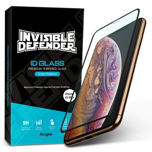 iPhone Xs Max Screen Protector, Ringke Invisible Defender Full Coverage Glass [3D Curved Edges] HD Quality Premium Screen Protector Anti-Scratch Technology for iPhone Xs Max