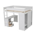 thumbnail image 4 of Space-Saving Solid Wood Loft Bed with Built-In Desk & Wardrobe White - Full, 4 of 5
