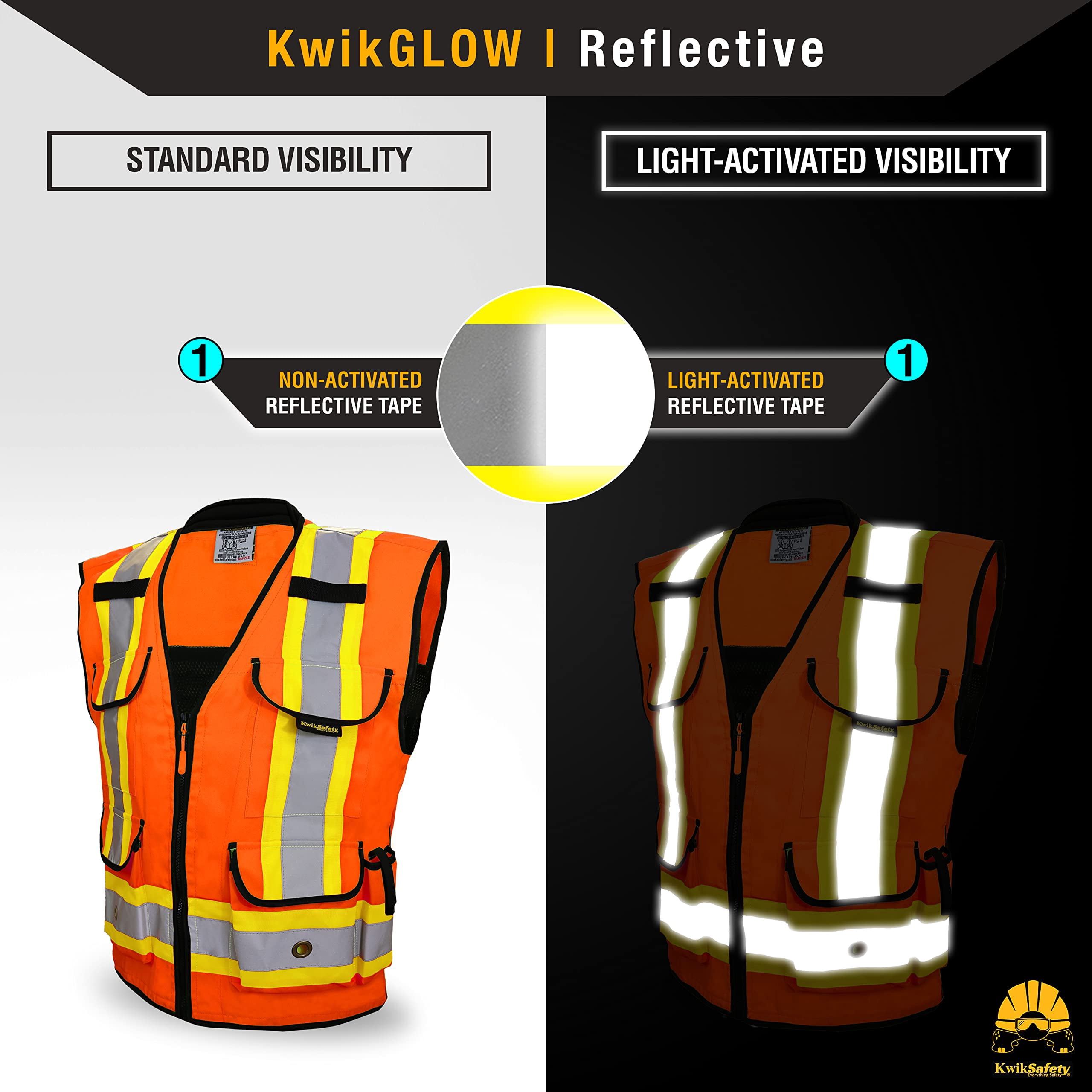 KwikSafety (Charlotte, NC) GODFATHER Safety Vest (Cushioned Collar) Class 2 ANSI OSHA High Visibility 9 Pockets Reflective Tape Heavy Duty Zipper Mesh HiVis Construction Surveyor Men | Orange XL