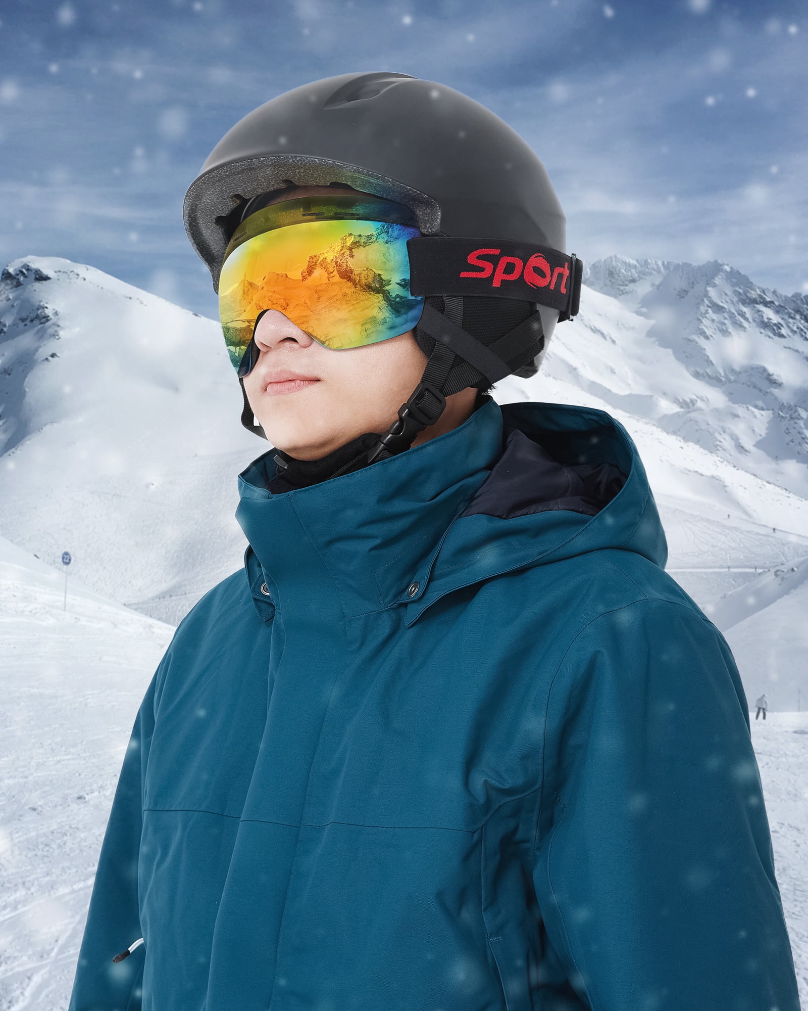 Cyxus Ski Goggles for Men Women 100% UV Protection Frameless Design Snowboard VTL18.6%（Red Lens）