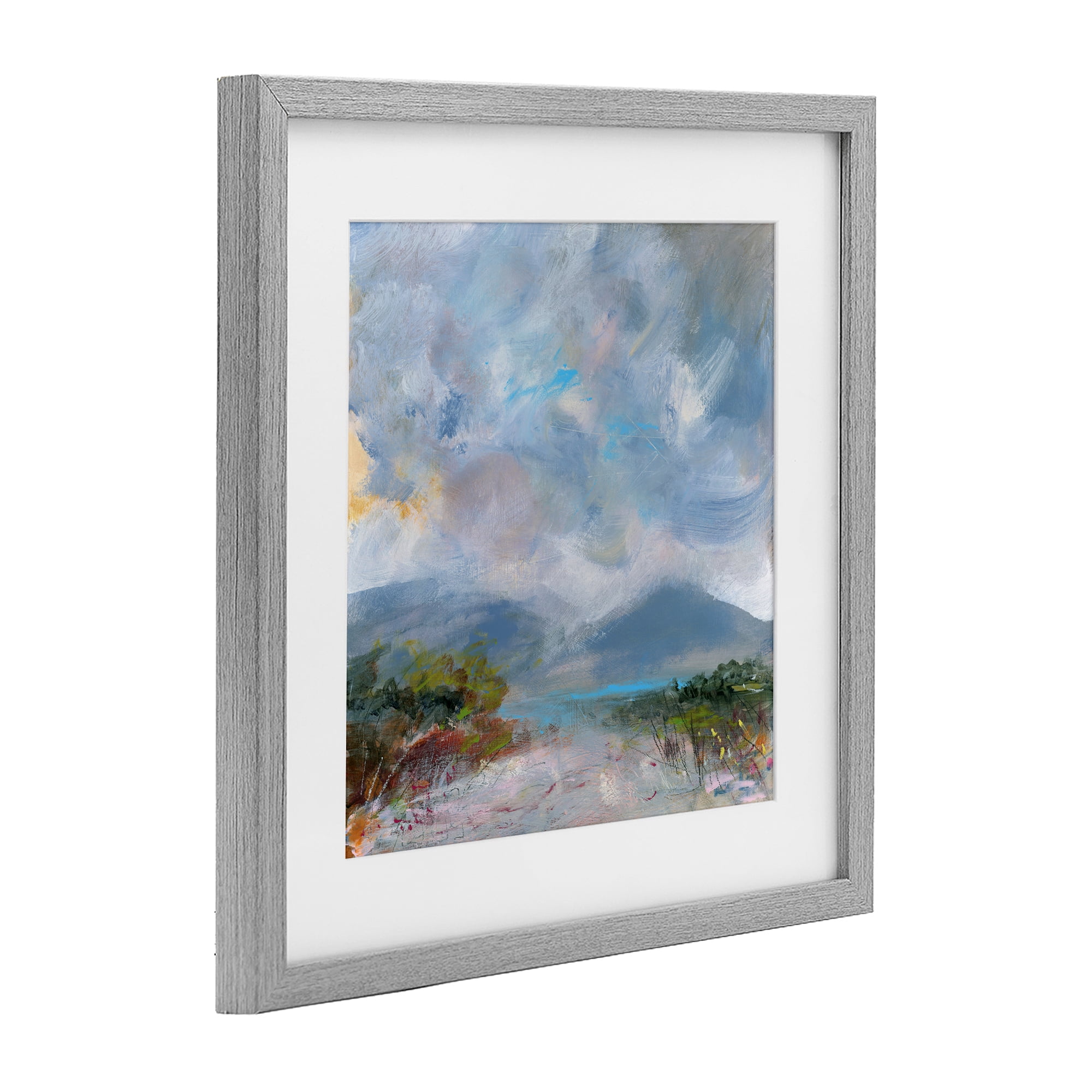 Stupell Industries Expressive Mountain Mists Gray Framed Print Under Glass, design by Leslie Birch