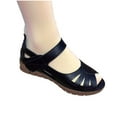 thumbnail image 4 of Anuirheih Summer Ladies Shoes Wedge Heel Hollow Out Fish Mouth Casual Women's Sandals Sandals Women (Black), 4 of 5