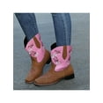 thumbnail image 6 of GENILU Womens Fashion Retro Cowgirl Boot Wide-Calf Walking Floral Vintage Shoes Pink 8, 6 of 6