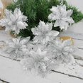 thumbnail image 2 of Flores artificiales de 5 piezas con purpurina, adornos de árbol de Navidad para el hogar, boda, Día de San Valentín, 2 of 4