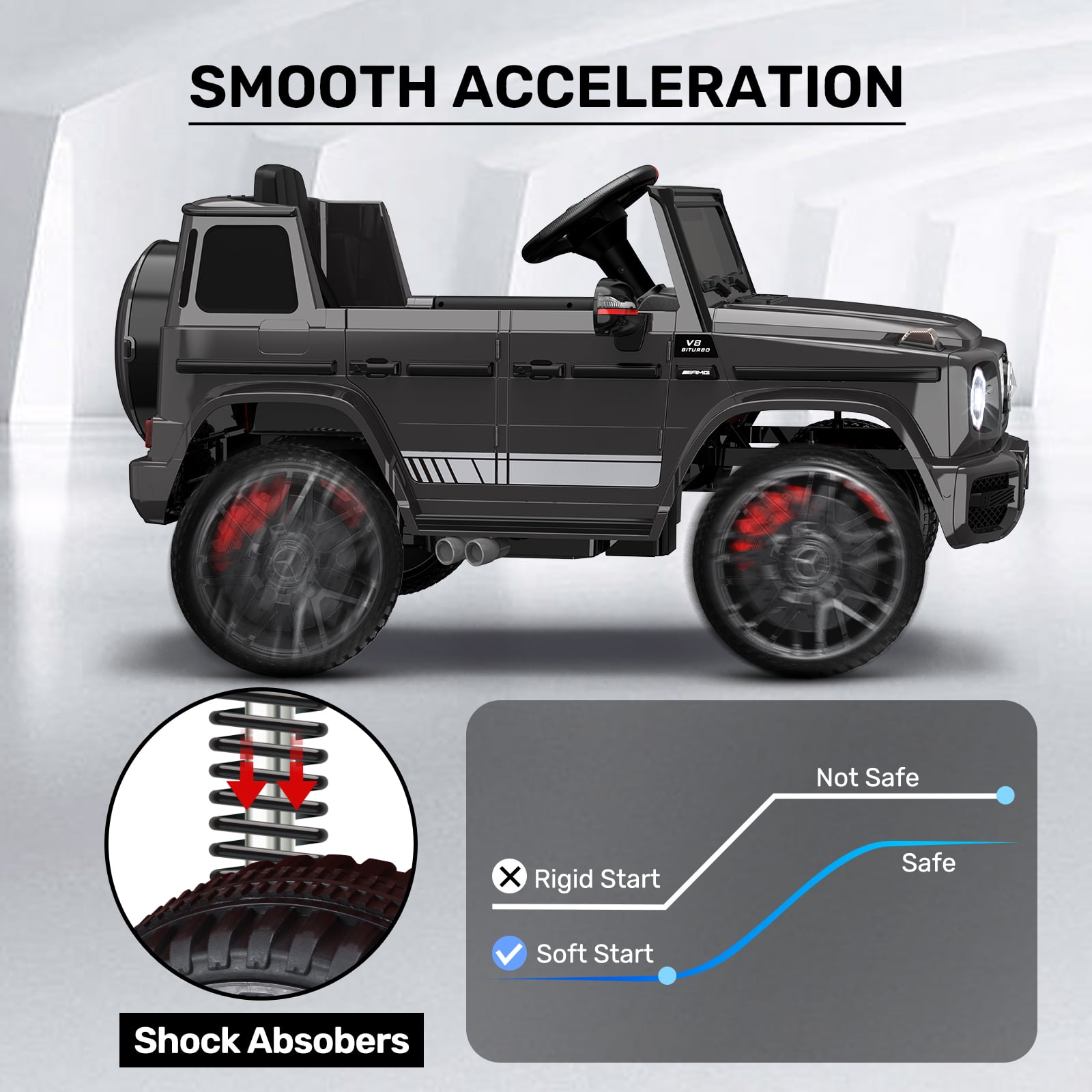 TOKTOO 12V Powered Ride on Toy Mercedes-Benz G63 Licensed for Kids, Electric Toddler Ride on Car w/Parent Remote Control, MP3, LED Headlight, Gift for Boys Girls Aged 2-4 Years, Black