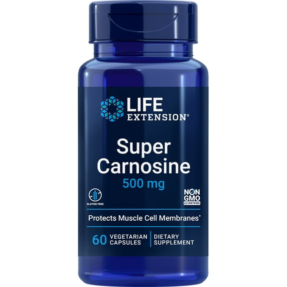 Life Extension Carnosine 500mg - L-Carnosine Supplement for Anti Aging, Energy, Eye and Heart Health - Non-GMO, Gluten-Free, Vegetarian - 60 Capsules