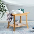 thumbnail image 4 of Gymax Bamboo Shower Seat Bench Bathroom Spa Bath Organizer Stool Storage Shelf, 4 of 10